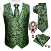 Giubbotti da uomo 5pcs Barry.wang Green Floral Wedding Greet for Men Suite Silk cracktie gemelli per spille