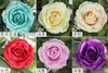 Couronnes de fleurs décoratives 7 pièces grandes têtes de fleurs de roses artificielles fleur de soie mur flores fond bricolage route led toile de fond décoration de mariage rose floral T230217