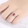 Cluster Rings Vintage 925 Silver Jewelry Oval Created Ruby Zircon Gemstones Wedding Band Open Finger Ring For Women Engagement Party