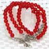 STRAND ORIGINELE Design Bohemia Style Red Jades Chalcedony Stone Round 6mm Meerlagen Bracelet Beads Women Elegante sieraden B2214