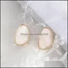 Charm Oval Abalone Shell Paper Stud Earrings Mini Brand Geometric Simple For Women Jewelry Drop Delivery DHCBO