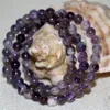 Strand Fashio Women High Grade 6mm Natural Purple Multilayer Stone Chalcedony Round Beads Bracelets Jewelry 18inch B2905