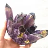 Estatuetas decorativas Reiki Healing Stone estátua Natural Gemstone Crystal Cluster ametista roxo para decoração colecionável