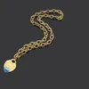 Lyxig Chunky Chain Green Emamel Heart Halsband Guld Silver Märke Kvinnor Rostfria hängsmycken Halsband O T Chain Style2870