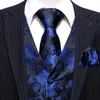 Coletes masculinos designer azul marinho mass de casamento coletes Paisley Jacquard Tecido Folral Silk Coloat Broches