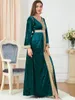 Vêtements ethniques Ramadan Eid velours Djellaba Robe musulmane dubaï mode broderie Abaya perles Robes Islam Robe avec ceinture WY1303