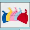 Caps Hats Baby Hat Cotton Top Knot Cap Spring Autumn Winter Childrens For Girls And Boys 17 Colors Drop Delivery 2021 Acce Dhko6