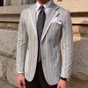 メンズスーツスタイリッシュなブレザーホンブレチャクエタウェディンググルームフォーマルソーシャルクラブ衣装ジャケットメングレーイタリアの大きな襟