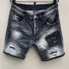 heren jeans rechte korte jeans gaten strakke denim broek casual Nachtclub blauw Katoen zomer italië stijl