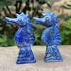 Dekorativa figurer 80mm Sea Horse Statue Natural Gemstone Lapis Lazuli Reiki Healing Crystal Hand Carved Stone Animal Figurine Home