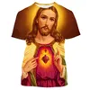 Mens T Shirts Jumeast 3D Tryckt Christian Jesus Summer Overized Men T-shirts Casual Unisex Kort ärmskjorta Fashion Male T-shirty tops