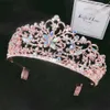 Tiaras Baroque 빈티지 로즈 골드 컬러 크리스탈 꽃 신부 Tiaras Crown Rhinestone Pageant Crowns with Comb Wedding Hair Accessories Z0220