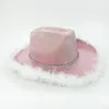 Baskar Bachelorette Party Hat Bridal Feather Cowboy Cowgirl Glitter Fedora