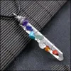Pendentif Colliers Reiki Healing Crystal Cylindre Chips Pierre Perle Sept Chakra Energy Pendum Amet Orgonite Collier Drop Delivery Je Dhupk