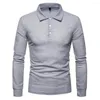 Chemises habillées pour hommes Chemise à enfiler à la mode Stretchy Skin-friendly Men Top Buttons Neck Turn-Down Collar