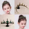 Tiaras vintage małe barokowe zielone czerwone czarne białe kryształowe korony dla kobiet dziewczęta Bride Wedding Hair Akcesoria Z0220