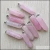 Charms 39x10mm Beautif Amethyst Natural Rose Quartz White Crystal Fluorite Labradorite Stone Pelar Pendant For Jewelry Hjewelry Dro Dhyqb