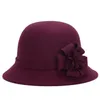 Hats Felt Flanging Floral Parody Wool Felt Women's Autumn Winter Cloche Hats Elegant Banquet Hat