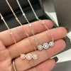 Messiika Joy Trilogy Necklace for Woman Jewelry Designer Diamond Sterling Silver Officiella reproduktioner Guldpl￤terade 18K aldrig Fade Gift till flickv￤n 009