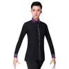 Stage Wear Mens Dance Tops Printemps Latin Ballroom Moderne Tango Samba National Standard Competition À Manches Longues Dancewear Top Shirt Pour Homme