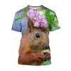 Hommes T-shirts Jumeast 3D Écureuil Imprimé T-shirts Lisse Confort Respirant Mignon Animal Graphique Chemise Pour Hommes Lâche Kawaii Vêtements