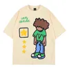 Camisetas masculinas estrelas letra cartoon garoto retrô camisetas de verão para homens e mulheres mangas curtas Artilhão de algodão Crew Crew pescoço solto casual z0220