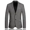 Herrenanzüge Herrenanzugjacke Männlicher Trend Koreanischer Jugend-Casual-Business-Einzel-Western-Stil Gestreifte Blazer Schwarz Grau Blau