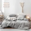 Bedding Sets BBSET 2/3PCS Cotton Bed Set Home Pure Color Print Pillowcase & Duvet Cover Textile Product Bedroom Decor