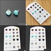 Stud 8x8mm Kamień naturalny Crystal Tygrys Oko Rose Kwarc Turquoises Amethyst Czerwony Agat Kulki kolczyki dla kobiet Kolczyki Drop dostarczenie J Dhy41