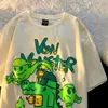 Herren-T-Shirts, Baumwolle, Y2K-Ästhetik, Wette, kleiner Dinosaurier-Druck, Nische, Oneck-Kurzarm-T-Shirt, Damen, Ins 2022, Sommer, Cartoon-Druck, Y2K-Top Z0220