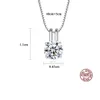 European Classic Luxury Round Moissanite S925 Silver Pendant Necklace Fashion Women Brand Necklace for Women's Engagement Wedding Party Valentine's Day Gift SPC