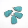 Pendant Necklaces 2pcs/pack 22x44mm Resin Turquoise Pendants Irregular Shape Silver Color Metal Plated Edged DIY Making Necklace Earrings