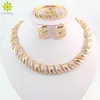 Wedding Jewelry Sets Vintage African Crystal Jewelry Sets For Women Wedding Bridal Accessories Gold Color Necklace Bracelet Earrings Ring Set 230217