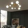 Światła sufitowe nordyckie miedziane oświetlenie żyrandola do salonu sypialnia LED Złota szklana kula wisząca lampa domowa kuchnia foliowanie