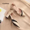 ドレスシューズCRESFIMIX WOMEN CLASCING BEIGE SQUARE HEIL for Party Ladies Black Pu Leather Night Club Pumps Sapato Feminino C5762 230220