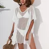 여성 수영복 패션 여름 해변 여성 대형 o 넥 비키니 커버 입욕 메쉬 드레스 섹시한 시스루 반소매