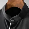Men's Casual Shirts Minglu Stand Collar Male Luxury Long Sleeve Metal Button Mens Dress Plus Size 4xl Slim Fit Party Man ShirtsMen's