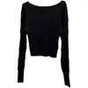 Panks pour femmes prempomp 2023 Arrivée de printemps à manches longues Slash Neck Crochet Design de fleur étendue Slim Slipped Sweater Women Sweater GH252