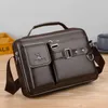 Briefcases Men PU Leather Shoulder Fashion Business Crossbody Bags Handbags Black Laptop with Strap 230220