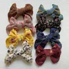 Hårtillbehör 3st/Set Bow Clips For Girls Corduroy Hairpins Baby Headband Floral Print Born pannband Vintage Props Kids