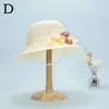 Berretti Cappello da sole da donna estivo Berretto da pescatore Pizzo beige Bowknot Fiori Nastro Flat Top Cappellini da spiaggia di paglia PanamaBerets Pros22