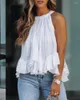 Women's Tanks Summer Women Tie Dye Print Ruffle Hem Sleeveless Tank Top 2023 Femme Casual Boho Oversized Blouse Robe Lady Clothing