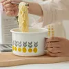 Bigs criatividade instantânea tigela de macarrão porcelana esmaltada menina estudantil escritório corea grande copo japonês caneca com alça de tampa