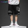 Shorts masculinos shorts masculinos Carta de impressão casual Fake Two Sweatpants Summer New Loose Patchwork Street Hip Hop Micro-Bomb Moda All-Match 022023h