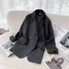 Kvinnors kostymer blazers blazer jackor höst street baggy rak modet chic design kontor damer överlägsen toppar kappa khaki o