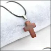 Подвесные ожерелья Cross Reiki Natural Stones Бирюзовые розовые кварцевые столбы Ожерелье для женщин для женщин подарочные аксессуары Delive Dhuwi