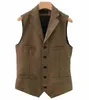 Gilets pour hommes Business Mens Costume Gilet Revers Col V Laine Herringbone Casual Gentleman Gris Gilet Casual Veste Formelle Groomsman Pour Mariage 230217