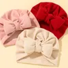 CAPS HATS 3PCSLOT Faux Cashmere Baby Hat Cap Warm Autumn Winter Turban Headwraps For Born Boys Girls Big Bow Beanies Hair Accessories 230220