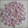 Charms Stone Natural 20mm Heart Shape Quartz Pingents Chakras Gem Fit Brincho