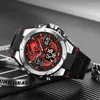 ساعة Wristwatches Stryve Men's Watch مع Box Skull Design Digital-Analog Display Watches Calendar Folding Multifunction S8008